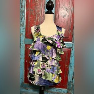 Spense M Green/Purple Print, Dressy Tank